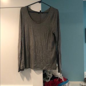 LAST CHANCE! DONATING SOON! Gray and Silver Striped Banana Republic XL Top